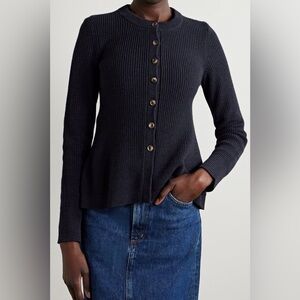 La Ligne Ribbed Wool, Silk And Cashmere-Blend Cardigan